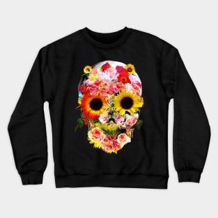 Sage Tribe Skull With sunflowers Crewneck Sweatshirt